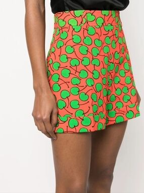 MOSCHINO® Couture All-Over Cherry Print High-Waist Bermuda Shorts | Size 6